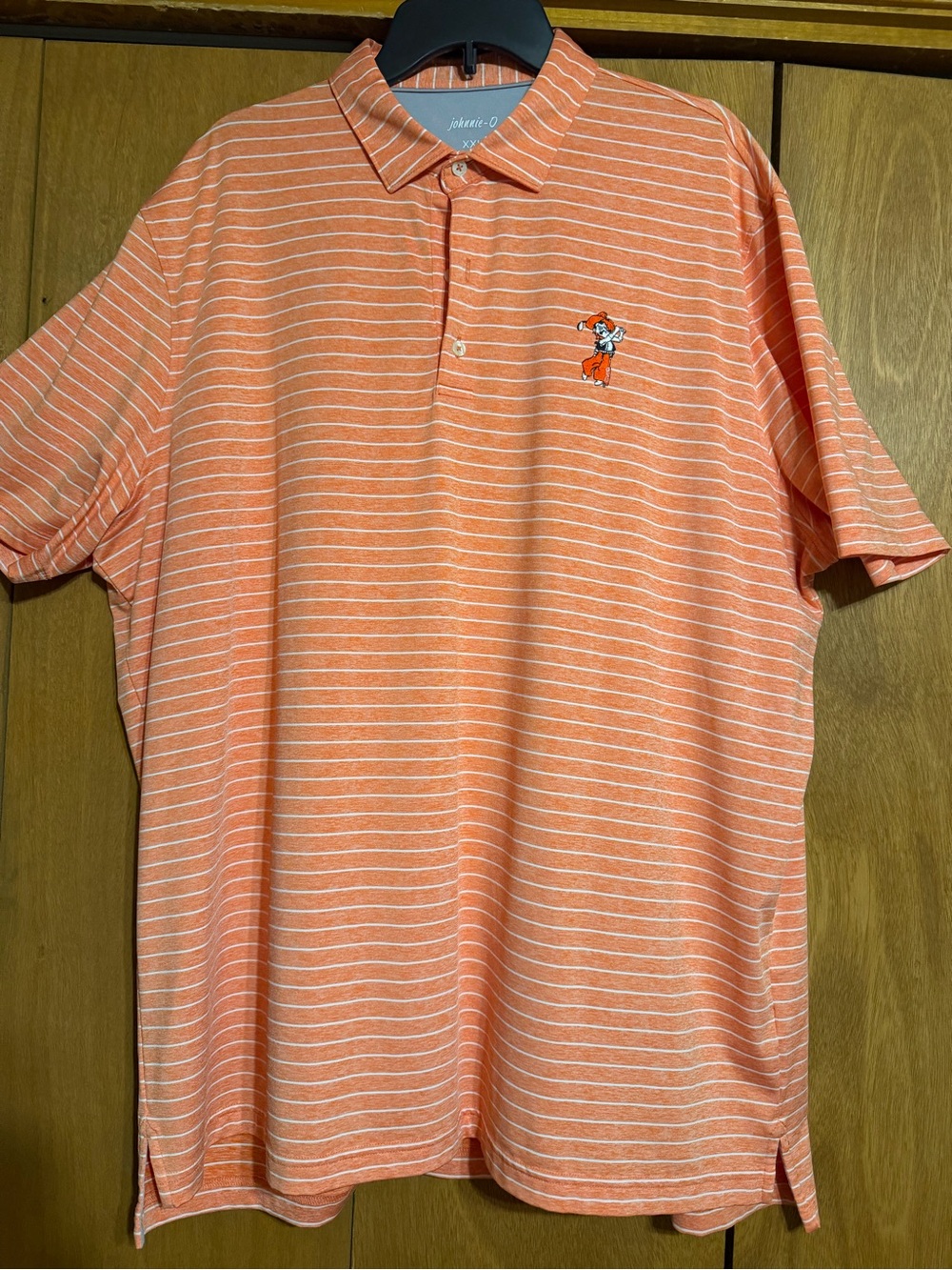 Oklahoma State University Johnnie-O Men's Orange Striped Golf Polo Shirt